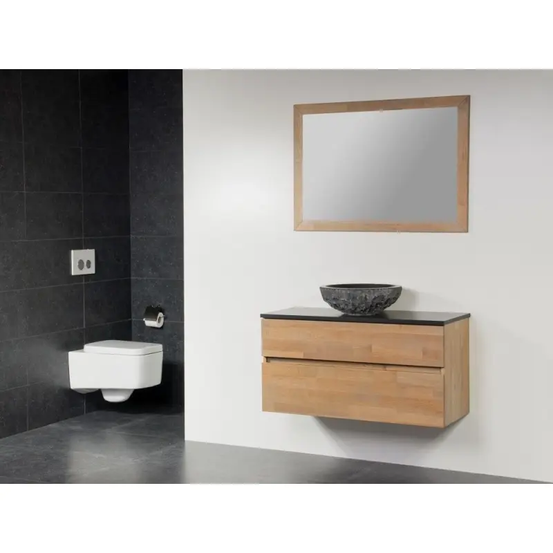 Stern Wood massief eiken badmeubelset 100x39cm met afdekplaat corestone SW11062808