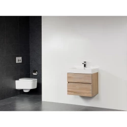 Stern Foggia massief eiken badmeubelset 60x45cm met wastafel wit zonder krg SW100612750