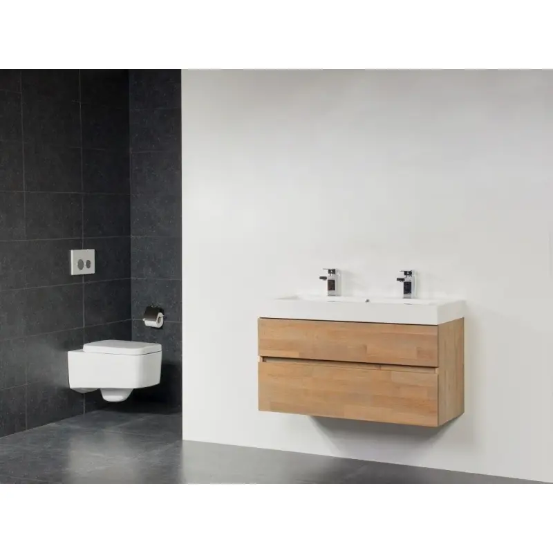 Stern Foggia massief eiken badmeubelset 100x45cm met wastafel wit 2 krg SW100632772