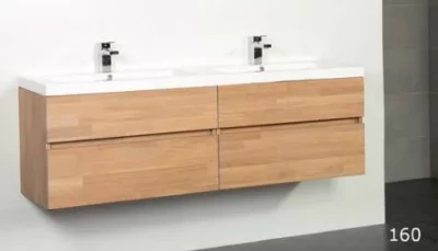 Stern Foggia massief eiken badmeubelset 160x45cm met wastafel wit zonder krg SW100672790