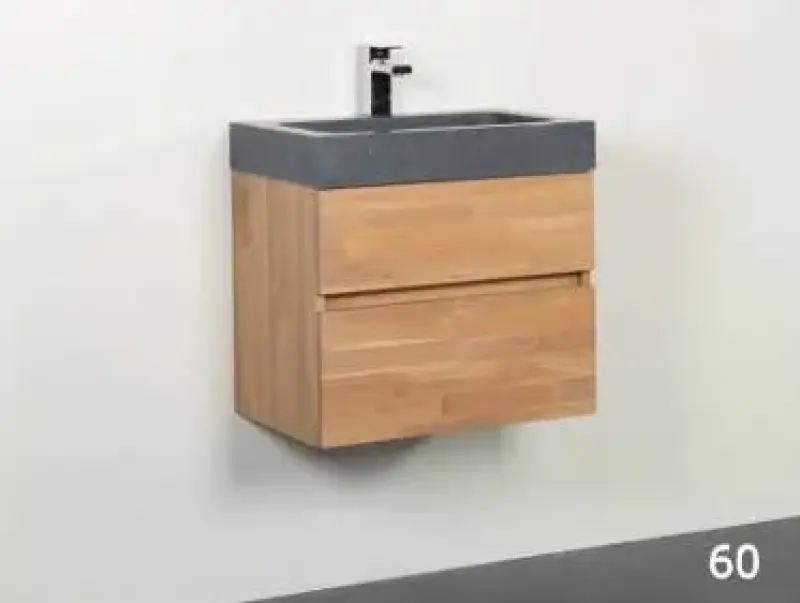 Stern Grey Stone massief eiken badmeubelset 60x45cm met wastafel 1 krg SW1006120501