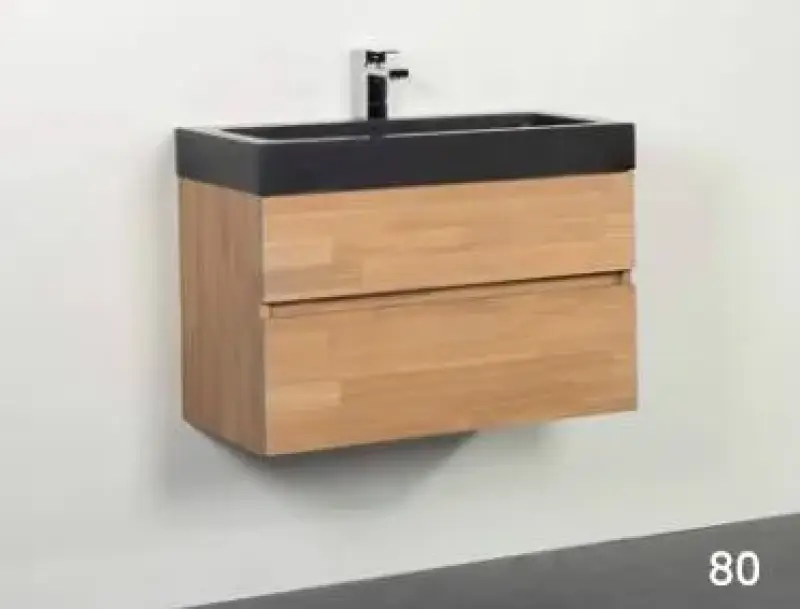 Stern Black Spirit massief eiken badmeubelset 80x45cm met wastafel zonder krg SW100672380