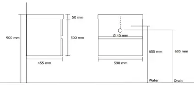 Stern Corestone massief eiken badmeubelset 60x45cm met wastafel 1 krg SW100612861