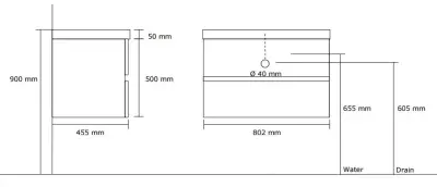 Stern Corestone massief eiken badmeubelset 80x45cm met wastafel 1 krg SW100672881