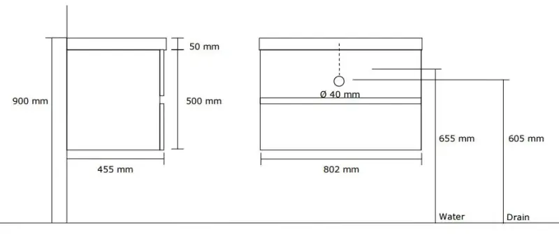 Stern Corestone massief eiken badmeubelset 80x45cm met wastafel zonder krg SW100672880