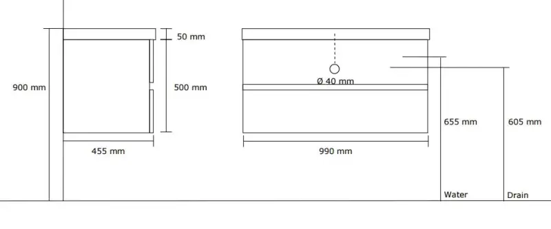 Stern Corestone massief eiken badmeubelset 100x45cm met wastafel 1 krg SW100632891