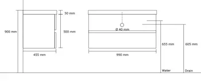Stern Corestone massief eiken badmeubelset 100x45cm met wastafel 2 krg SW100632892
