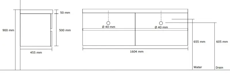 Stern Corestone massief eiken badmeubelset 160x45cm met wastafel zonder krg SW100672910