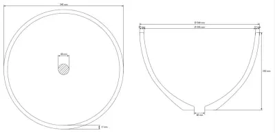 Solid-S opbouwwastafel kom mat wit D54xH35cm