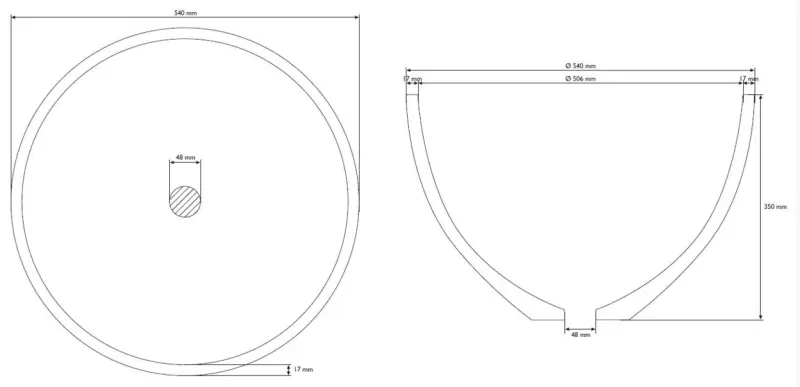 Solid-S opbouwwastafel kom mat wit D54xH35cm