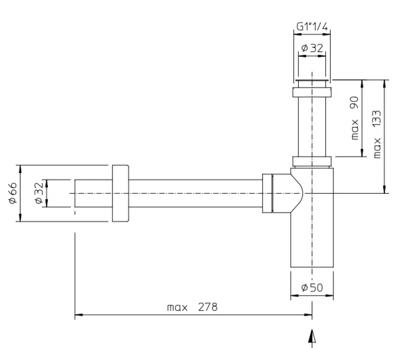 Design Sifon metaal mat-zwart 1208774442