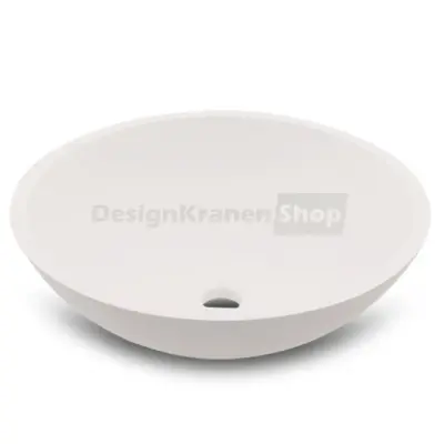 Solid-S Pure opbouwwastafel kom rond mat wit B41xH14cm zonder overloop exclusief solid surface plug 1208775652