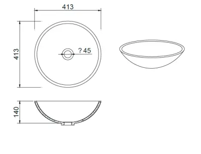 Solid-S Pure opbouwwastafel kom rond mat wit B41xH14cm zonder overloop exclusief solid surface plug 1208775652