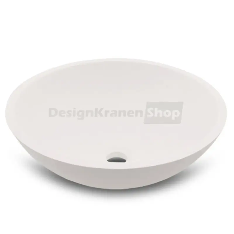 Solid-S Pure opbouwwastafel kom rond mat wit B41xH14cm zonder overloop exclusief solid surface plug 1208775652