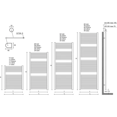 Aquadesign Handdoekradiator antraciet 766x600