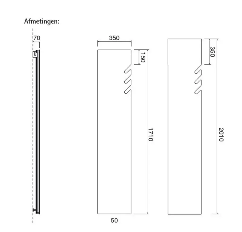 Instamat Volata T - VLT designradiator 171x35cm glanzend wit VLT170V01