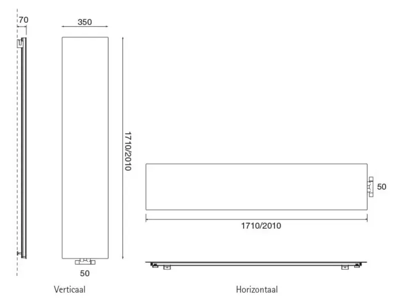 Instamat Volata V - VLV designradiator 171x35 cm glanzend wit VLV170V01