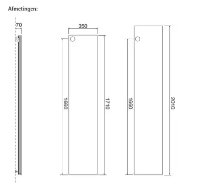 Instamat Volata O - VLO designradiator 201x35 cm glanzend wit VLO200V01