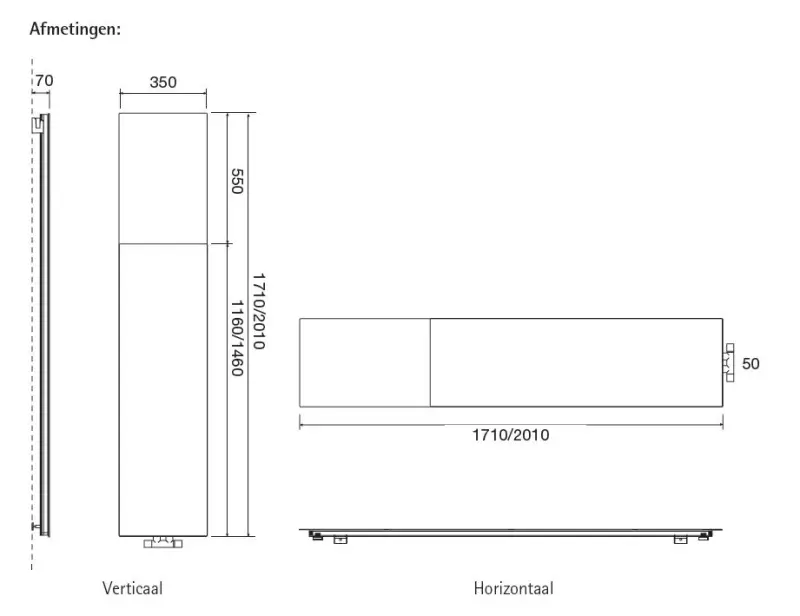 Instamat Volata M - VLM designradiator 35X171 cm glanzend wit VLM170H01