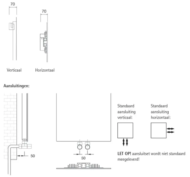 Instamat Volata M - VLM designradiator 35X201 cm glanzend wit VLM200H01