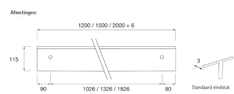 Instamat T1M designradiator 11,5x200,6 cm glanzend wit T1M.200