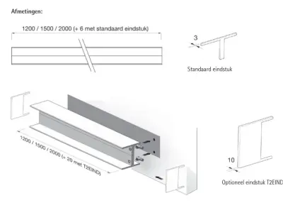 Instamat T2H designradiator 23x200,6 cm glanzend wit T2H.200