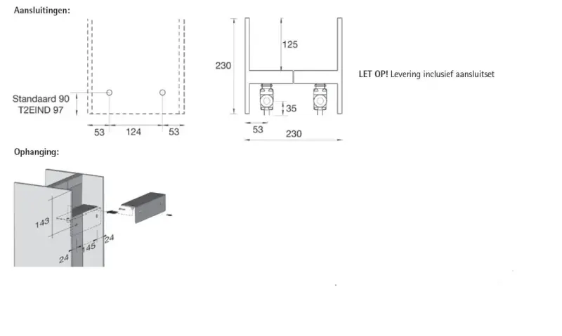 Instamat T2V designradiato 120,6x23 cm glanzend wit T2V.120