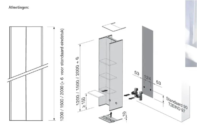 Instamat T2V designradiator 200,6x23 cm glanzend wit T2V.200