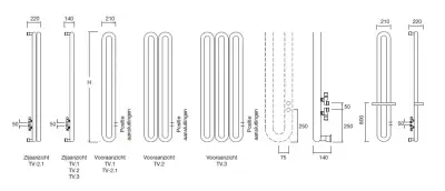 Instamat Tubone - V designradiator 150x67 cm glanzend wit TV150.3