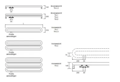 Instamat Tubone - H designradiator 44x170 cm glanzend wit TH170.2