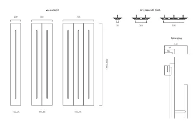 Instamat Teso - V designradiator 170x25 cm glanzend wit TSV170.25