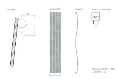 Instamat Dune designradiator 198,5x29,6cm glanzend wit DU200.12