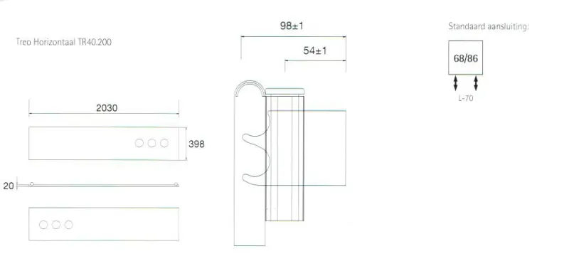Instamat Treo designradiator 39.8x203 cm glanzend wit TR40.200