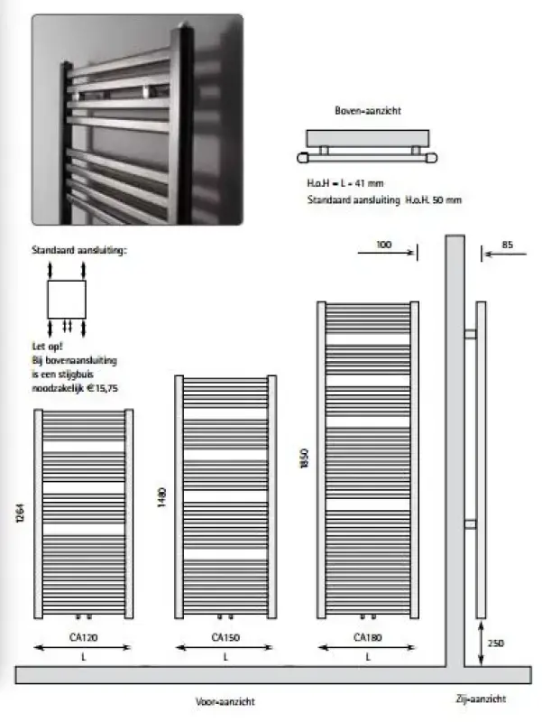 Instamat Calda designradiator 185x60cm wit CA180.60