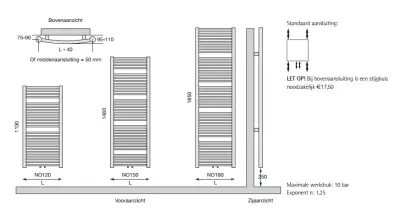 Instamat Nola designradiator 113x45cm wit NO120.45