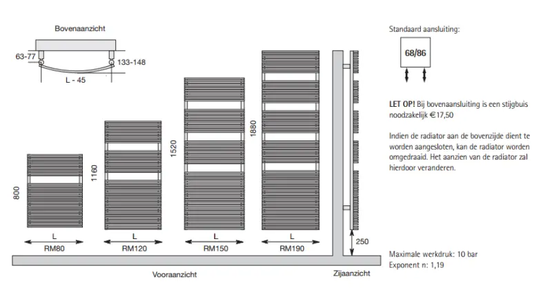 Instamat Roma designradiator 116x59.5cm Kleur RM120.60