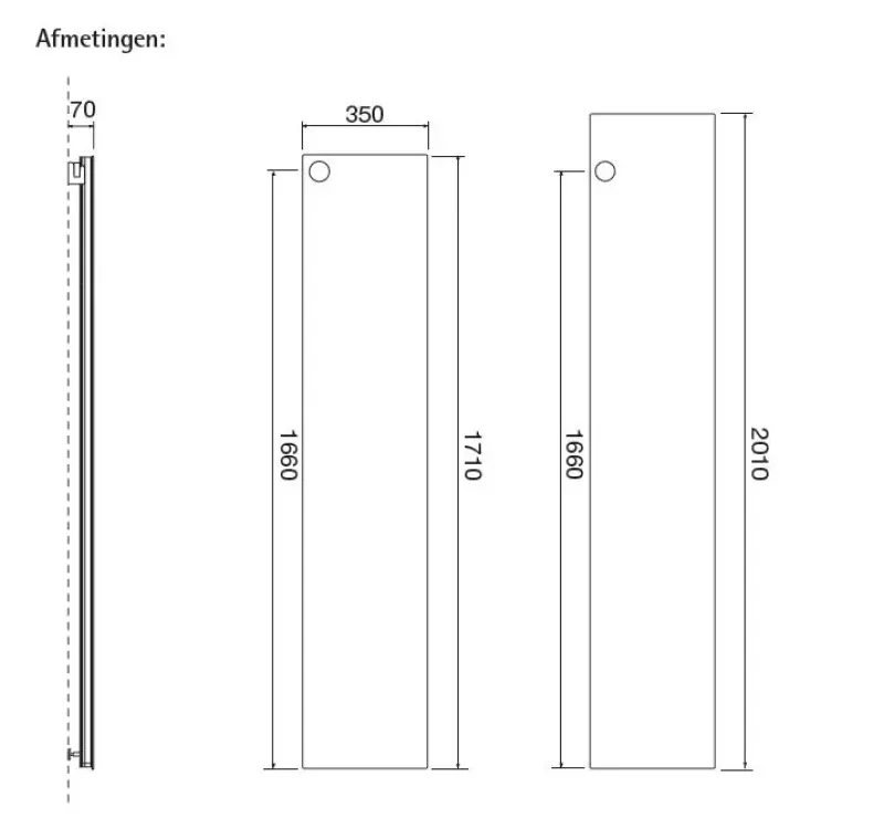 Instamat Volata O - VLO designradiator 201x35 cm Kleur VLO200V01