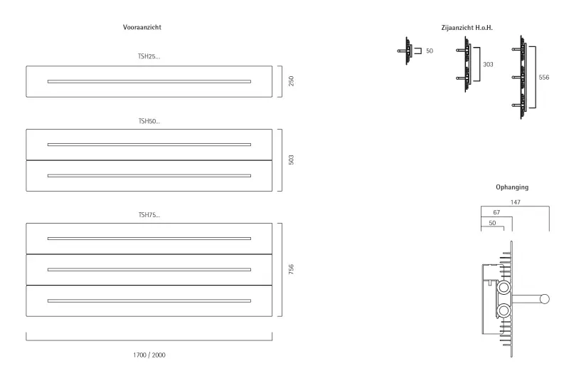 Instamat Teso - H designradiator 50,3x150 cm Chroom TSH150.50