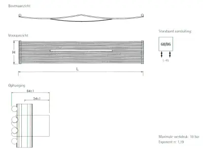 Instamat Curvi designradiator 39,2x168,5cm Kleur CU170.16