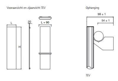 Instamat Tempo  - V designradiator 203 x 39.8 cm Kleur TEV200