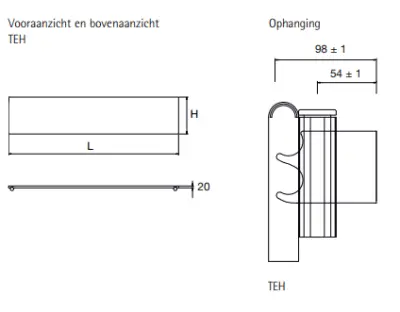 Instamat Tempo  - H designradiator 173 x 39.8 cm glanzend wit TEH170