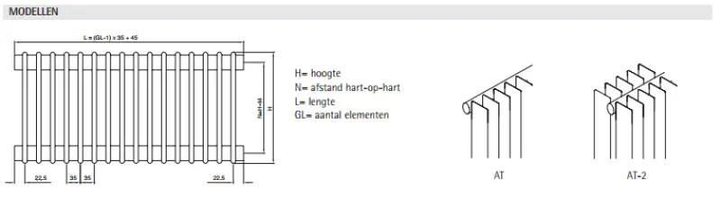 Instamat Kolom AT designradiator 40 x 22 cm glanzend wit AT040