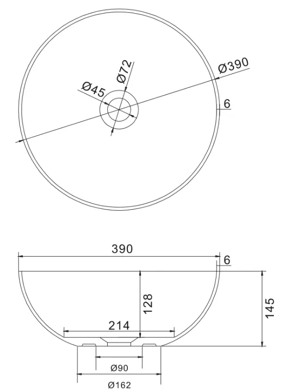 Solid-S Top opbouwwastafel rond mat wit D39 x 14.5cm 1208831872