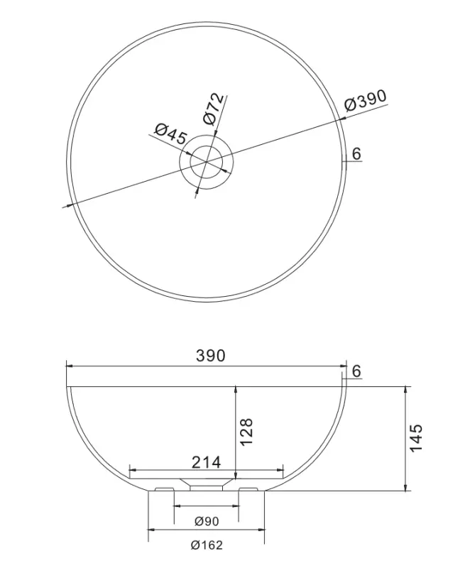 Solid-S Top opbouwwastafel rond mat licht grijs D39 x 14.5cm 1208831882