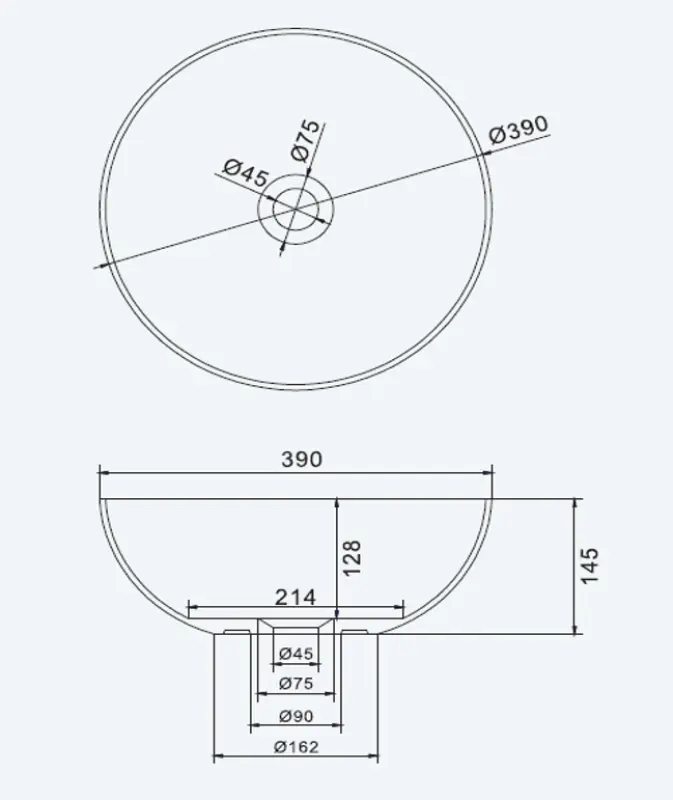 Solid-S Top opbouwwastafel rond mat donker grijs D39 x 14.5cm 1208831892