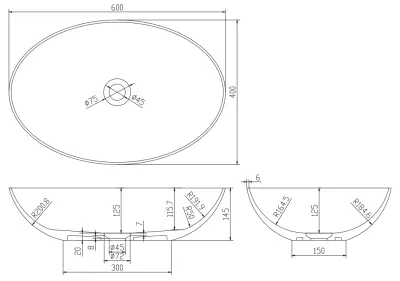 Solid-S Top opbouwwastafel ovaal mat licht grijs B60xD40xH14.5cm 1208831902