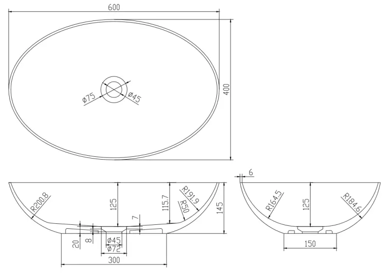 Solid-S Top opbouwwastafel ovaal mat licht grijs B60xD40xH14.5cm 1208831902