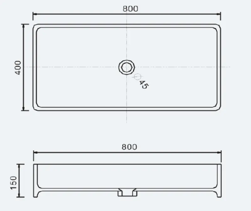 Solid-S Top opbouwwastafel rechthoek mat wit B80 x D40 x H15cm 1208831962