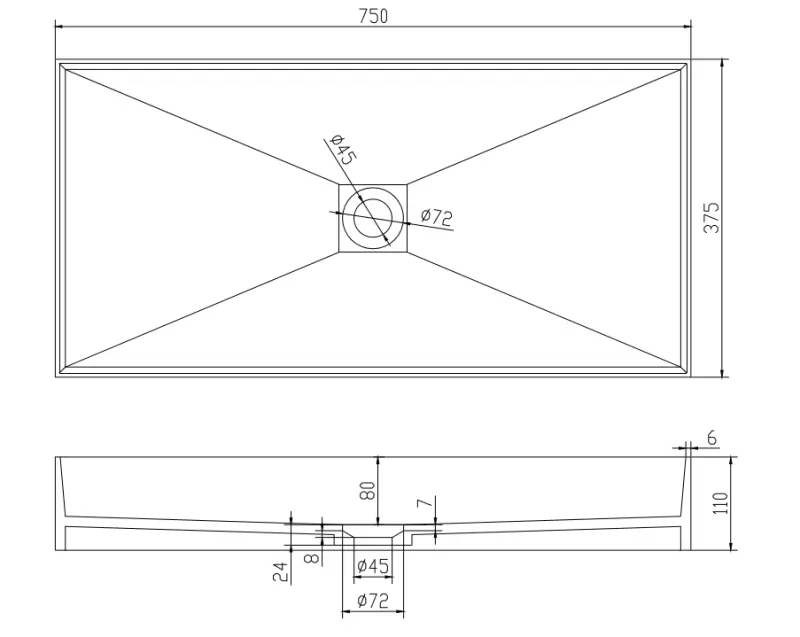 Solid-S Top opbouwwastafel rechthoek mat wit B75 x D37.5 x H11cm 1208831972