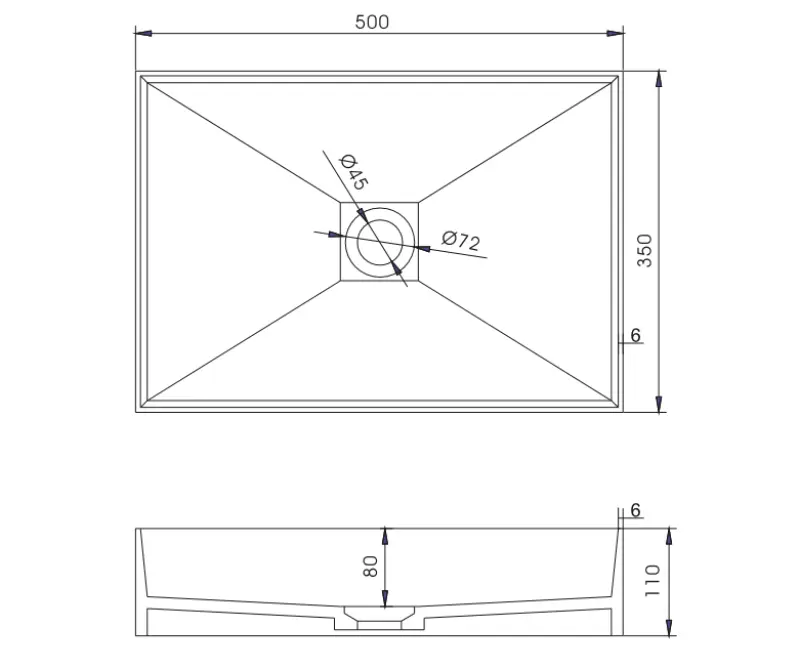 Solid-S Top opbouwwastafel rechthoek mat wit B50 x D35 x H11cm 1208831982
